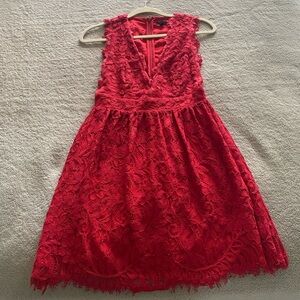 NBD red lace v-neck mini dress size XS